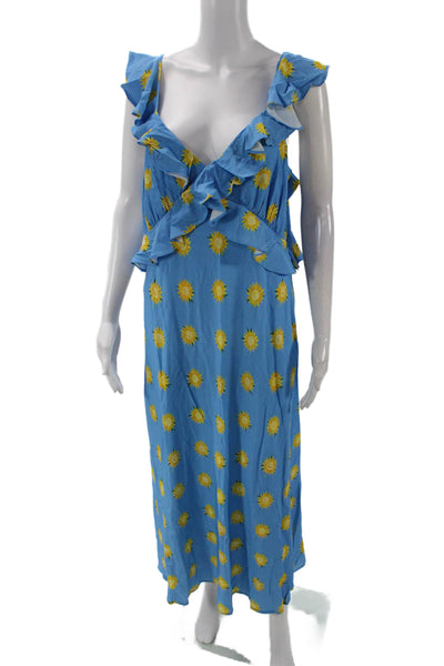 KITRI Womens Rosemary Blue Sunflower Print Midi Dress - Blue Sunflower Size 16