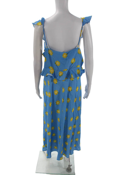 KITRI Womens Rosemary Blue Sunflower Print Midi Dress - Blue Sunflower Size 16