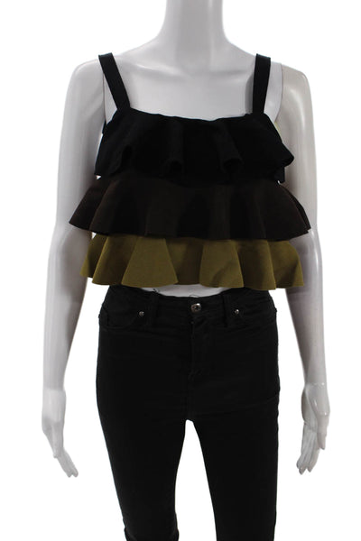 Rosie Assoulin Womens Ruffle Tank - Black Size S