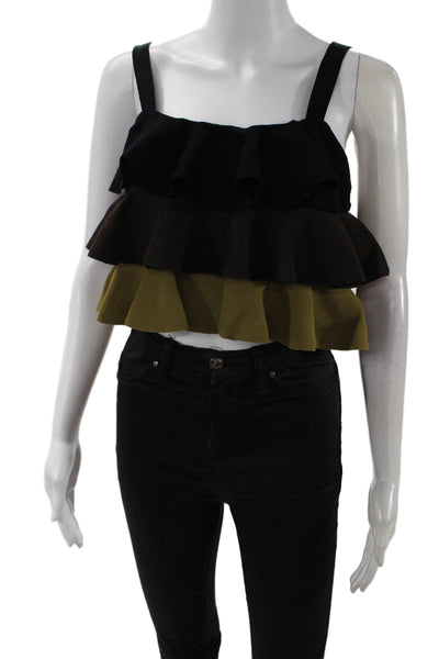 Rosie Assoulin Womens Ruffle Tank - Black Size S