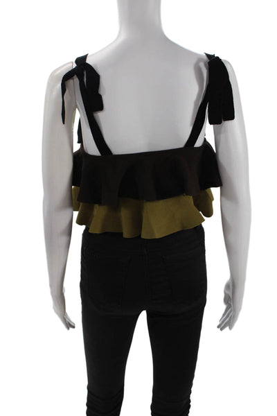 Rosie Assoulin Womens Ruffle Tank - Black Size S