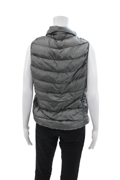 Uniqlo Womens Front Zip Mock Neck Packable Vest Jacket Gray Size Medium