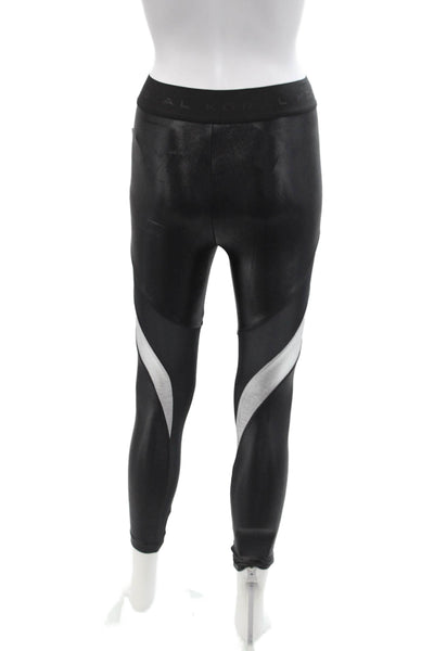 Koral Womens Mesh Print Elastic Waist Skinny Ankle Leggings Black Size XS