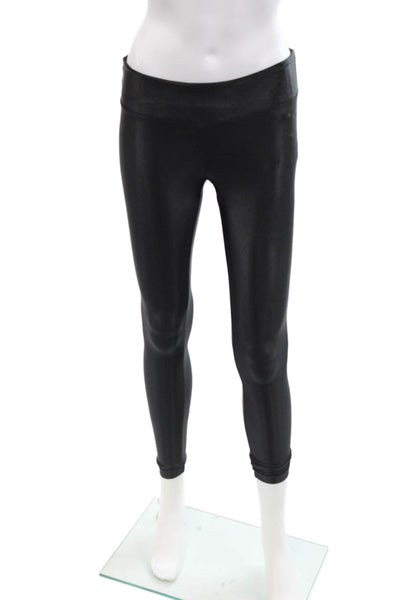 Koral Womens Shiny High Waisted Skinny Ankle Leggings Black Size XS