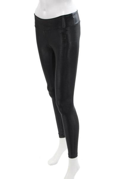 Koral Womens Shiny High Waisted Skinny Ankle Leggings Black Size XS