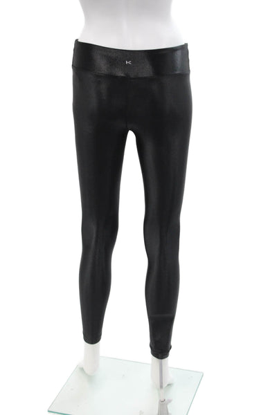 Koral Womens Shiny High Waisted Skinny Ankle Leggings Black Size XS