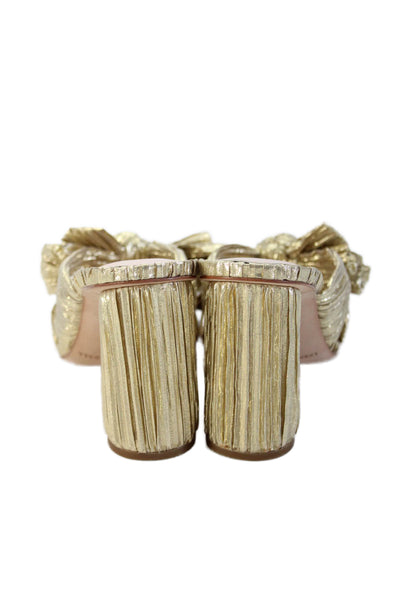 Loeffler Randall Womens Penny Pleated Bow Sandals - Gold Size 5.5