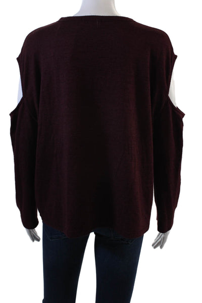 Rag & Bone Jean Womens Round Neck Long Sleeve Cold Shoulder Top Burgundy Size S