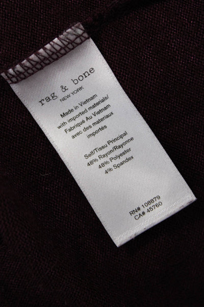 Rag & Bone Jean Womens Round Neck Long Sleeve Cold Shoulder Top Burgundy Size S
