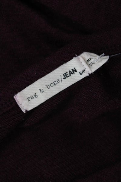 Rag & Bone Jean Womens Round Neck Long Sleeve Cold Shoulder Top Burgundy Size S