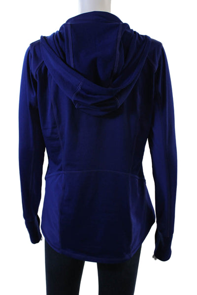 Athleta Womens Stretch Front Pocket Long Sleeve Activewear Hoodie Blue Size S