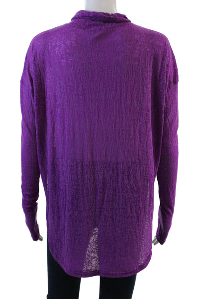 Free People Womens Cotton Blend Abstract Print Turtleneck Top Purple Size XS