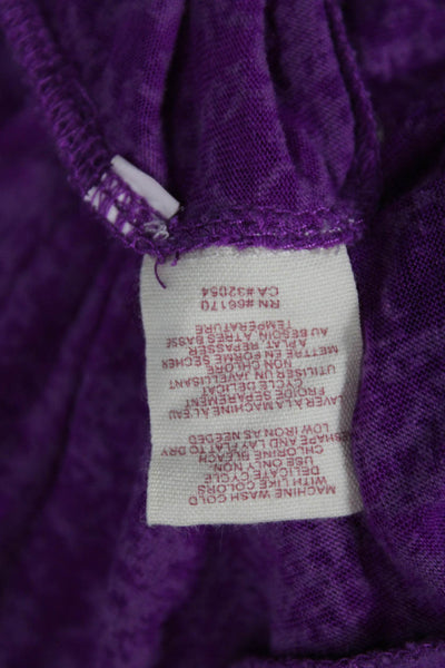 Free People Womens Cotton Blend Abstract Print Turtleneck Top Purple Size XS