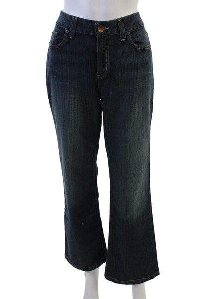 DKNY Jeans Womens Cotton Denim Dark Wash Mid-Rise Flared Jeans Blue Size 8S