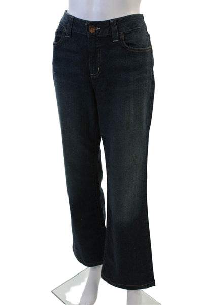 DKNY Jeans Womens Cotton Denim Dark Wash Mid-Rise Flared Jeans Blue Size 8S