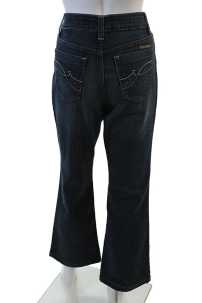 DKNY Jeans Womens Cotton Denim Dark Wash Mid-Rise Flared Jeans Blue Size 8S