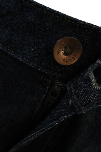 DKNY Jeans Womens Cotton Denim Dark Wash Mid-Rise Flared Jeans Blue Size 8S