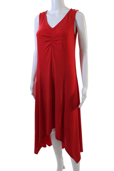 H By Halston Womens Ruched Round Neck Sleeveless Maxi Dress Red Size XXS