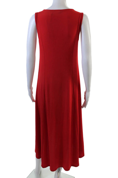 H By Halston Womens Ruched Round Neck Sleeveless Maxi Dress Red Size XXS
