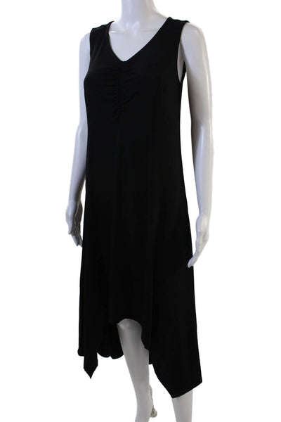 H By Halston Womens Ruched Round Neck Sleeveless Maxi Dress Black Size XXS