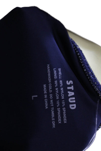 STAUD Womens Gemma Bikini Bottoms - Navy Colorblock Size L