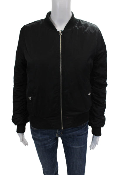 BB Dakota Women's Long Sleeves Full Zip Pocket Bomber Jacket Black Size S