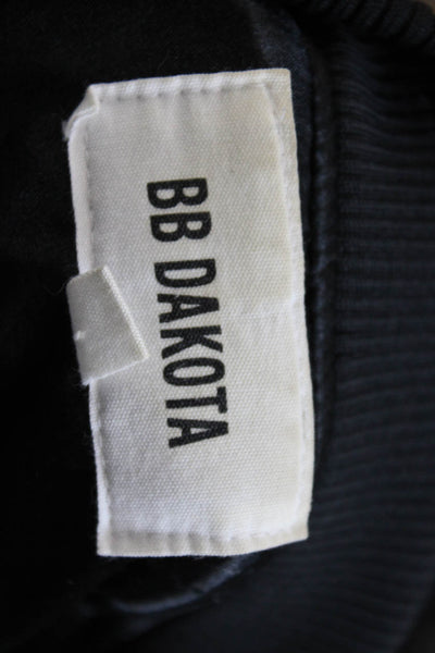 BB Dakota Women's Long Sleeves Full Zip Pocket Bomber Jacket Black Size S