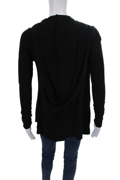 Lauren Moshi Women's Hood Long Sleeves Open Front Cardigan Sweater Black Size XS