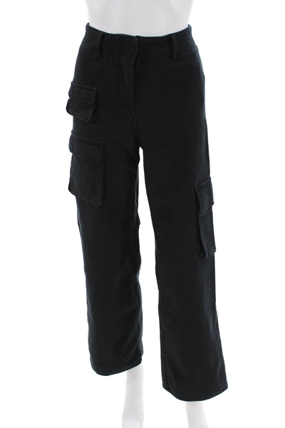 Wilfred Free Womens Zipper Fly High Rise Straight Leg Pants Black Cotton Size 00