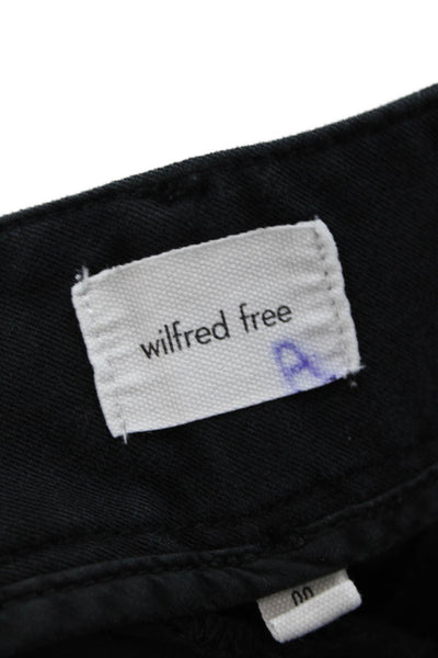 Wilfred Free Womens Zipper Fly High Rise Straight Leg Pants Black Cotton Size 00