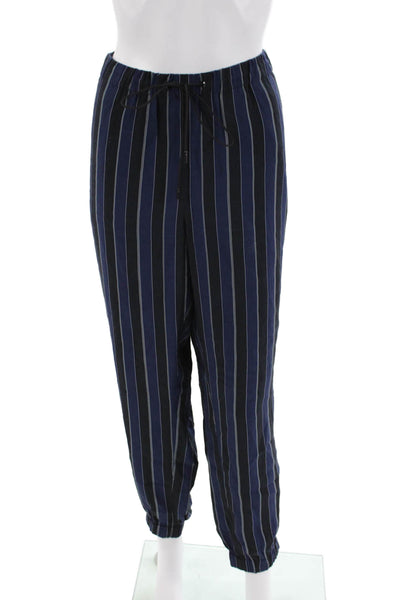 Carlisle Womens High Rise Drawstring Striped Pants Navy White Size 14