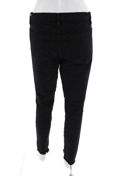 Frame Denim Womens Zipper Fly Mid Rise Fringe Skinny Jeans Black Size 31
