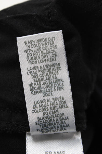 Frame Denim Womens Zipper Fly Mid Rise Fringe Skinny Jeans Black Size 31