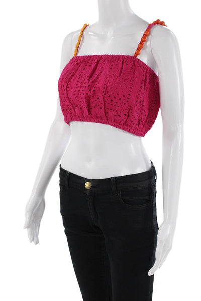 SUNDRESS Womens Ivana Top - Pineapple Eyelet Fuchsia Size M