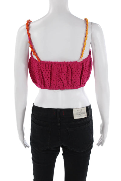SUNDRESS Womens Ivana Top - Pineapple Eyelet Fuchsia Size M