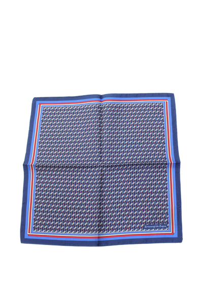 Ermenegildo Zegna Mens Textured Stripped Pattern Square Handkerchief Blue OS