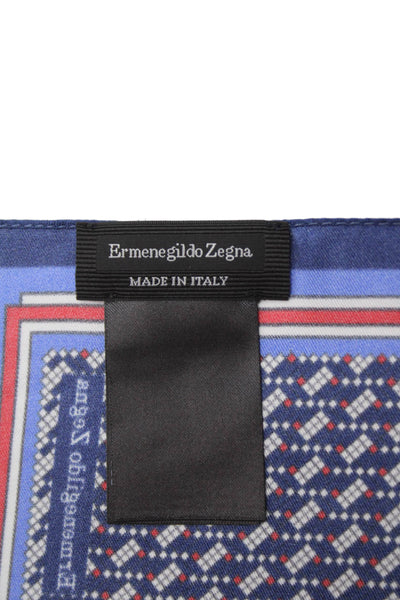 Ermenegildo Zegna Mens Textured Stripped Pattern Square Handkerchief Blue OS
