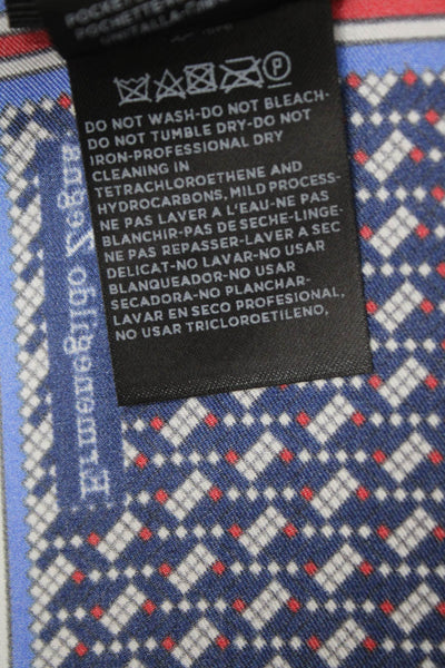 Ermenegildo Zegna Mens Textured Stripped Pattern Square Handkerchief Blue OS