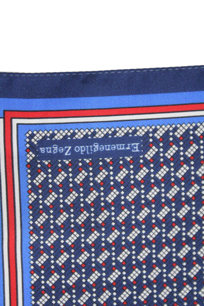Ermenegildo Zegna Mens Textured Stripped Pattern Square Handkerchief Blue OS