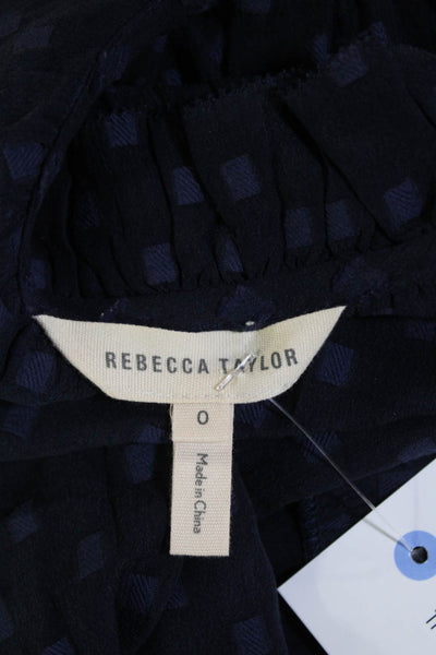 Rebecca Taylor Womens Sleeveless High Neck Sleeveless V-neck Tank Blue Size 0