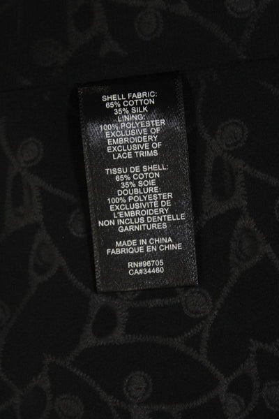 Rebecca Taylor Womens Sleeveless Scoop Neck Embroidered Tank Top Black Size 02