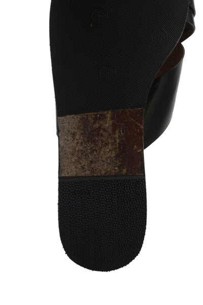 Joie Womens Textured Open Toe Buckle Criss Cross Strap Flat Sandals Black Size E