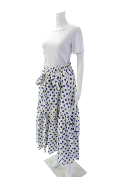 The Westside Womens Cotton Polka Dot Print Midi Flare Skirt White Size S