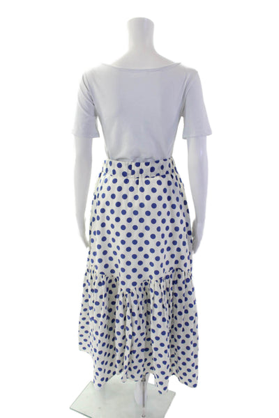 The Westside Womens Cotton Polka Dot Print Midi Flare Skirt White Size S