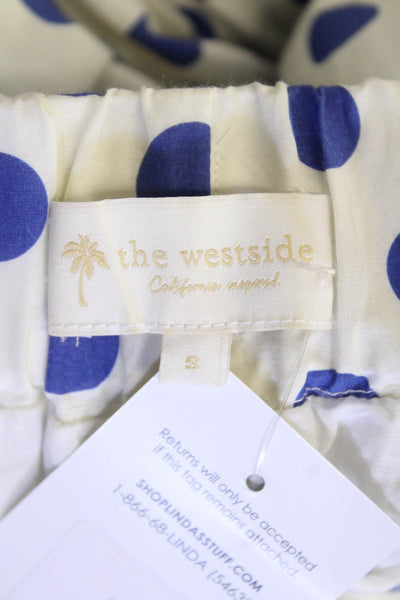 The Westside Womens Cotton Polka Dot Print Midi Flare Skirt White Size S