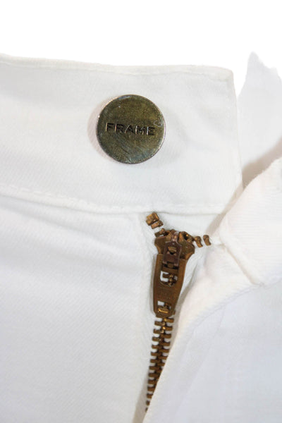 Frame Denim Womens Cotton Le Skinny De Jeane Distressed Jeans White Size 27