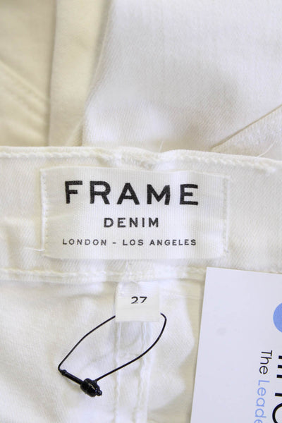 Frame Denim Womens Cotton Le Skinny De Jeane Distressed Jeans White Size 27