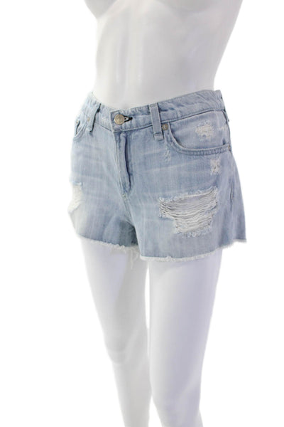 Rag & Bone Womens Cotton Distressed Fray Hem Zip Fly Denim Shorts Blue Size 27