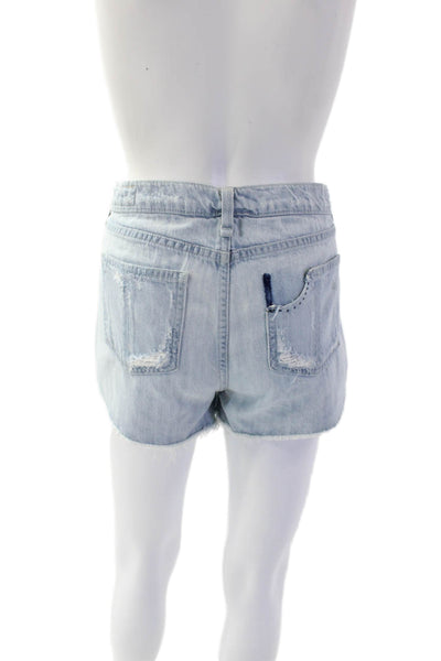 Rag & Bone Womens Cotton Distressed Fray Hem Zip Fly Denim Shorts Blue Size 27