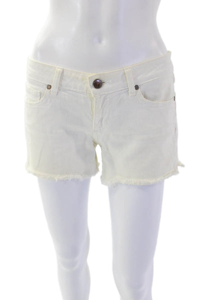 Paige Denim Womens Cotton Cut-Off Frayed Hem Zip Fly Denim Shorts White Size 27